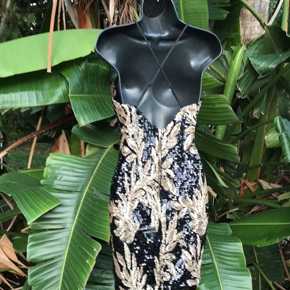 Leaf print sequin dress - Picture 5 of 11